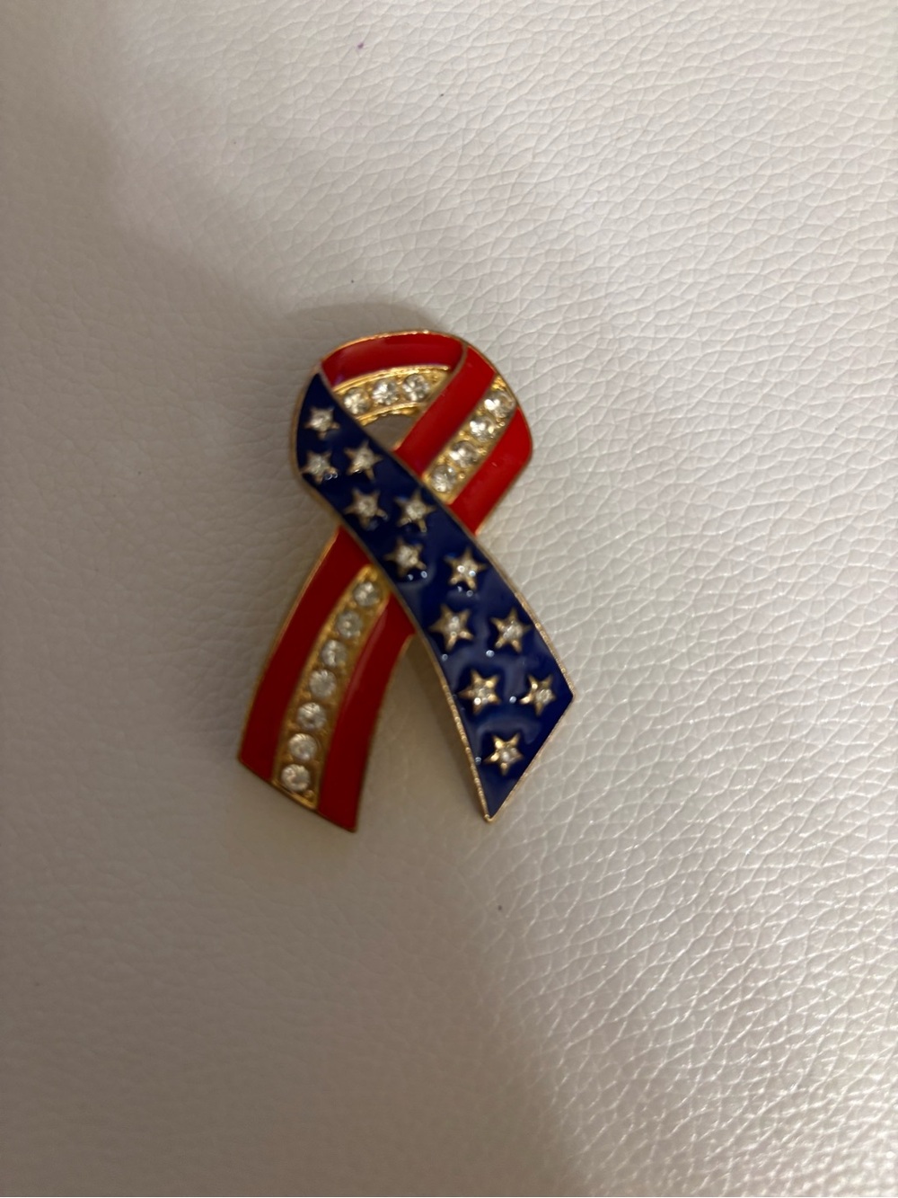 Rhinestone American Flag Ribbon Pin
